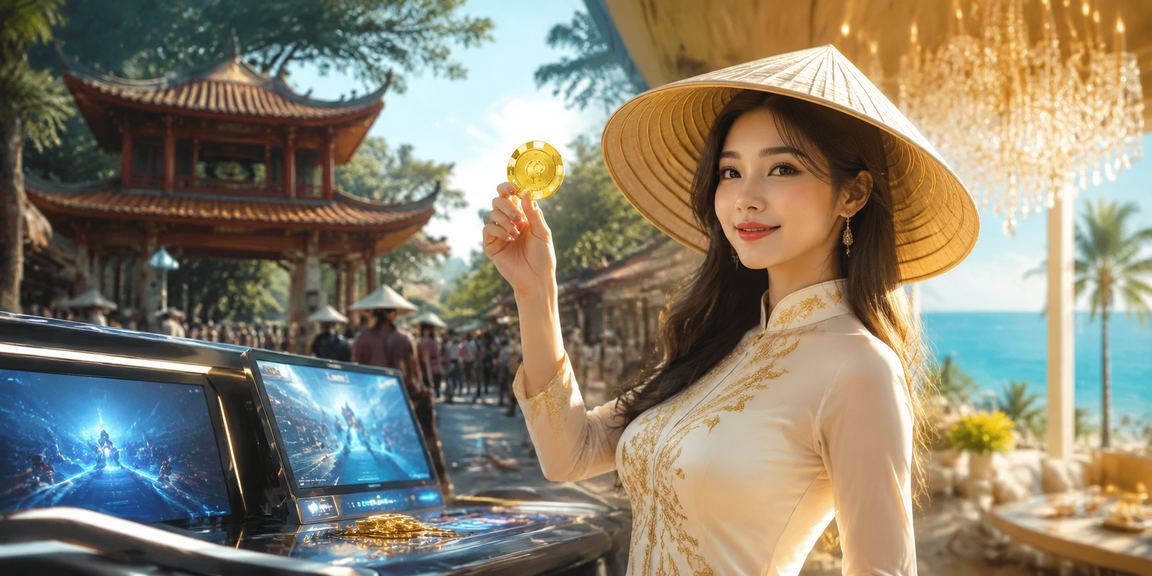 Người chơi esports tại Hà Nội đội nón lá truyền thống tham gia cá cược trực tuyến